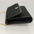 Christian Dior Trotter Canvas Chain Shoulder Bag Black Gold Auth bs27815-4