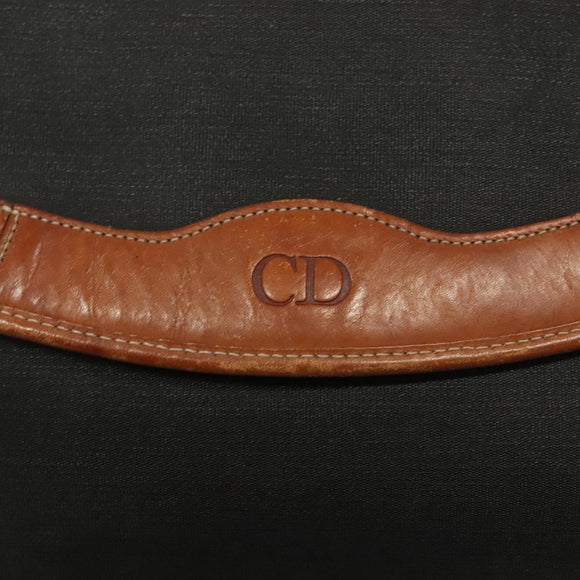 Christian Dior Chain Shoulder Bag Leather Black Gold Auth bs27816