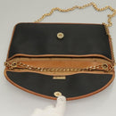 Christian Dior Chain Shoulder Bag Leather Black Gold Auth bs27816-11