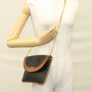 Christian Dior Chain Shoulder Bag Leather Black Gold Auth bs27816-20