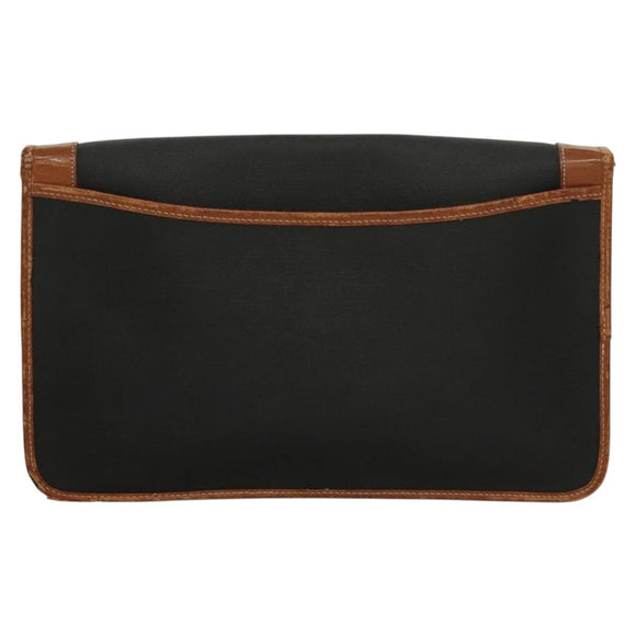 Christian Dior Chain Shoulder Bag Leather Black Gold Auth bs27816