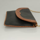 Christian Dior Chain Shoulder Bag Leather Black Gold Auth bs27816-3