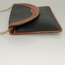 Christian Dior Chain Shoulder Bag Leather Black Gold Auth bs27816-4