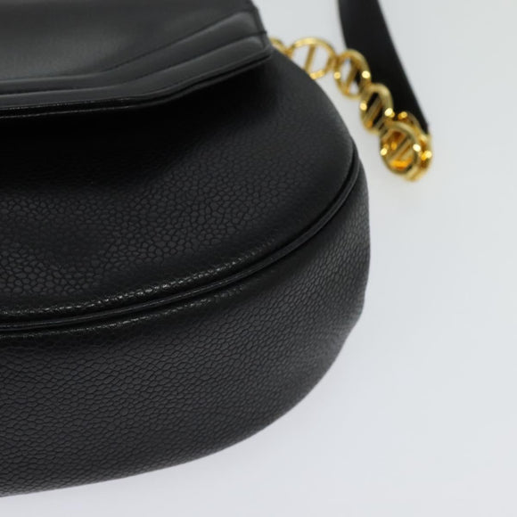 Christian Dior Shoulder Bag Leather Black Gold Auth bs27817