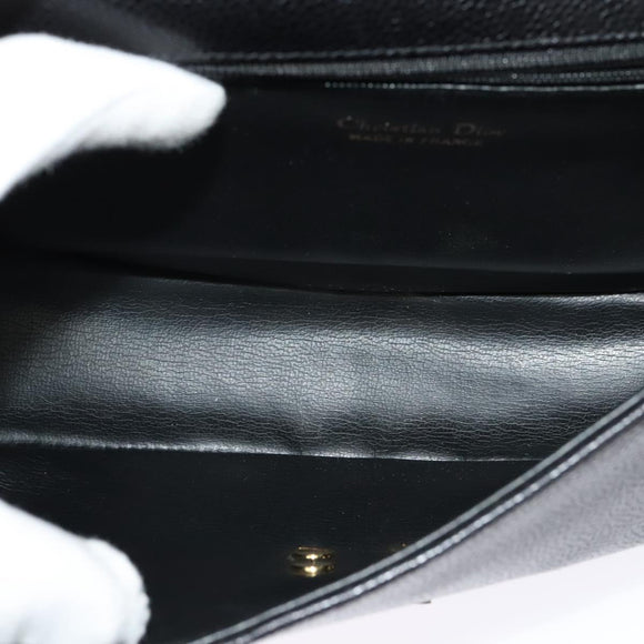 Christian Dior Shoulder Bag Leather Black Gold Auth bs27817