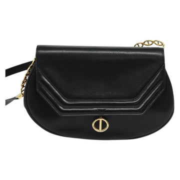 Christian Dior Shoulder Bag Leather Black Gold Auth bs27817 - 0