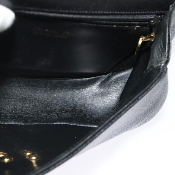 Christian Dior Shoulder Bag Leather Black Gold Auth bs27817