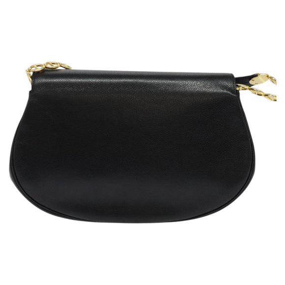 Christian Dior Shoulder Bag Leather Black Gold Auth bs27817