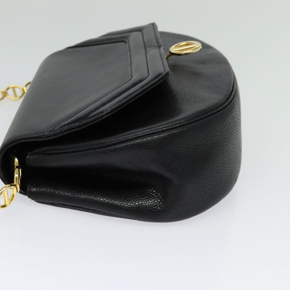 Christian Dior Shoulder Bag Leather Black Gold Auth bs27817