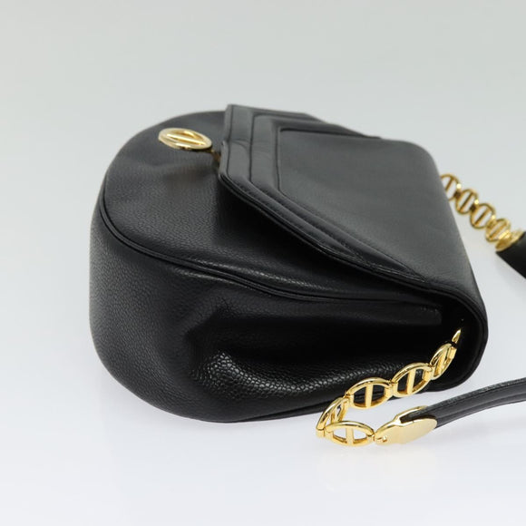 Christian Dior Shoulder Bag Leather Black Gold Auth bs27817