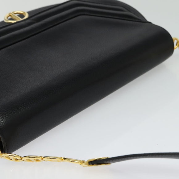 Christian Dior Shoulder Bag Leather Black Gold Auth bs27817