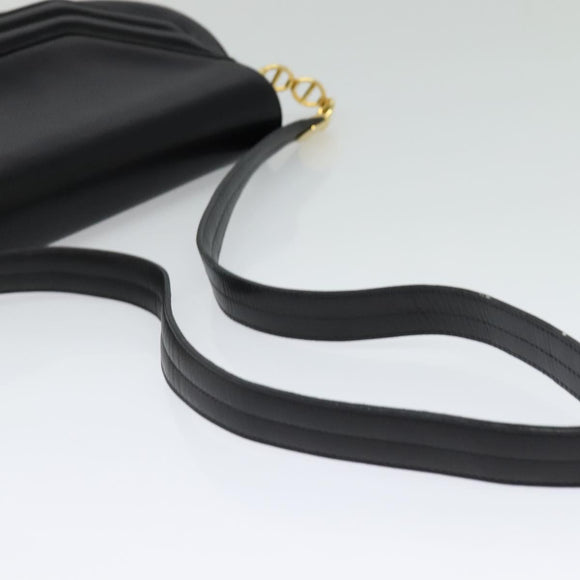 Christian Dior Shoulder Bag Leather Black Gold Auth bs27817