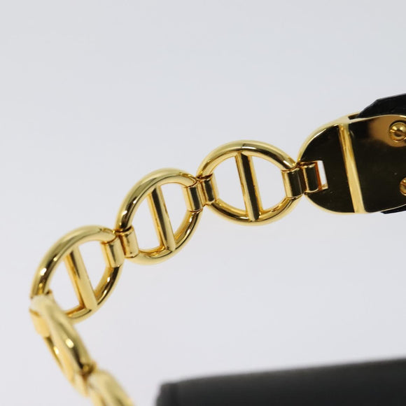 Christian Dior Shoulder Bag Leather Black Gold Auth bs27817