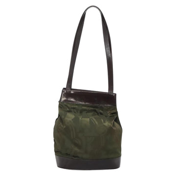 Salvatore Ferragamo Tote Bag Nylon Leather Khaki Silver Auth bs27822 - 0