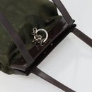 Salvatore Ferragamo Tote Bag Nylon Leather Khaki Silver Auth bs27822-6