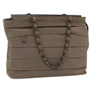 Salvatore Ferragamo Chain Shoulder Bag Canvas Leather Brown Silver Auth bs27823-1