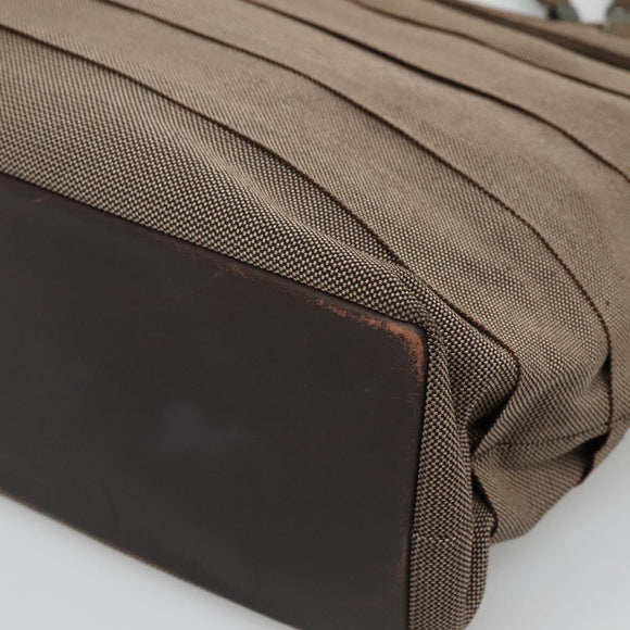 Salvatore Ferragamo Chain Shoulder Bag Canvas Leather Brown Silver Auth bs27823