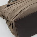 Salvatore Ferragamo Chain Shoulder Bag Canvas Leather Brown Silver Auth bs27823-11