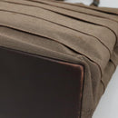 Salvatore Ferragamo Chain Shoulder Bag Canvas Leather Brown Silver Auth bs27823-12