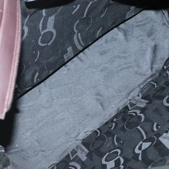 Salvatore Ferragamo Chain Shoulder Bag Canvas Leather Brown Silver Auth bs27823