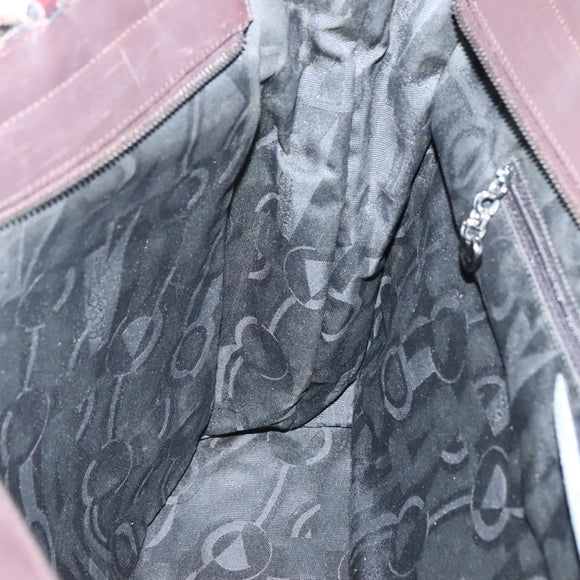 Salvatore Ferragamo Chain Shoulder Bag Canvas Leather Brown Silver Auth bs27823