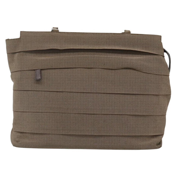 Salvatore Ferragamo Chain Shoulder Bag Canvas Leather Brown Silver Auth bs27823