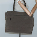 Salvatore Ferragamo Chain Shoulder Bag Canvas Leather Brown Silver Auth bs27823-21