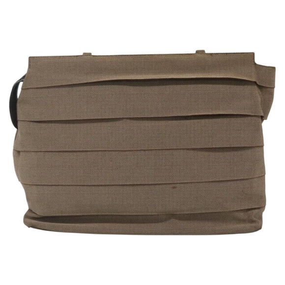 Salvatore Ferragamo Chain Shoulder Bag Canvas Leather Brown Silver Auth bs27823