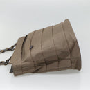 Salvatore Ferragamo Chain Shoulder Bag Canvas Leather Brown Silver Auth bs27823-4