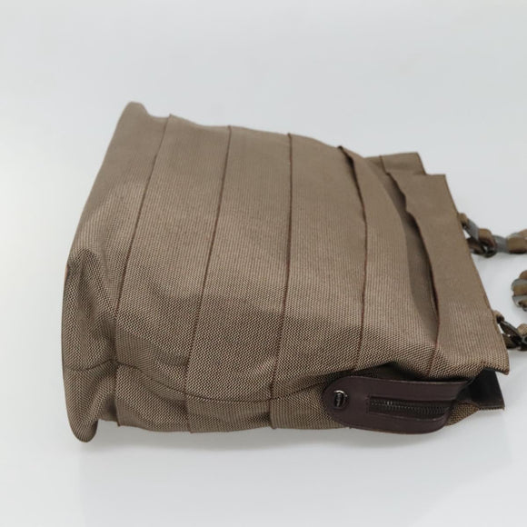 Salvatore Ferragamo Chain Shoulder Bag Canvas Leather Brown Silver Auth bs27823