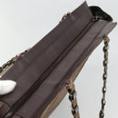 Salvatore Ferragamo Chain Shoulder Bag Canvas Leather Brown Silver Auth bs27823-6