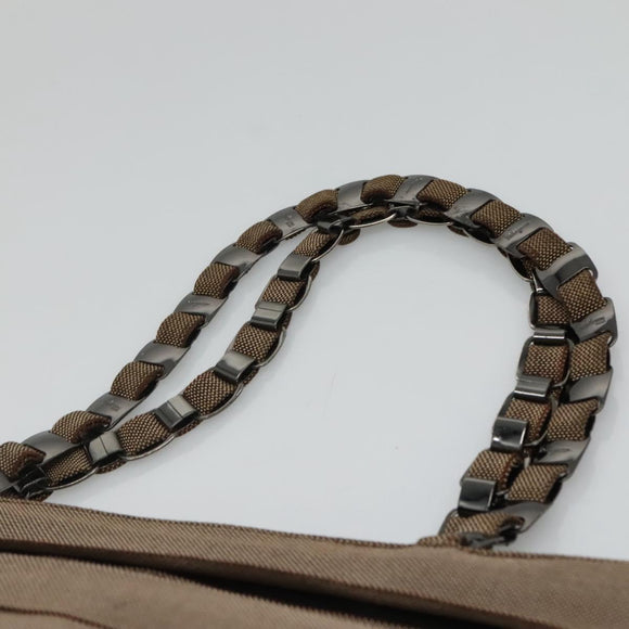 Salvatore Ferragamo Chain Shoulder Bag Canvas Leather Brown Silver Auth bs27823