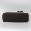 Salvatore Ferragamo Chain Shoulder Bag Canvas Leather Brown Silver Auth bs27823-9