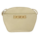 Salvatore Ferragamo Gancini Shoulder Bag Suede Beige Gold Auth bs27824-12
