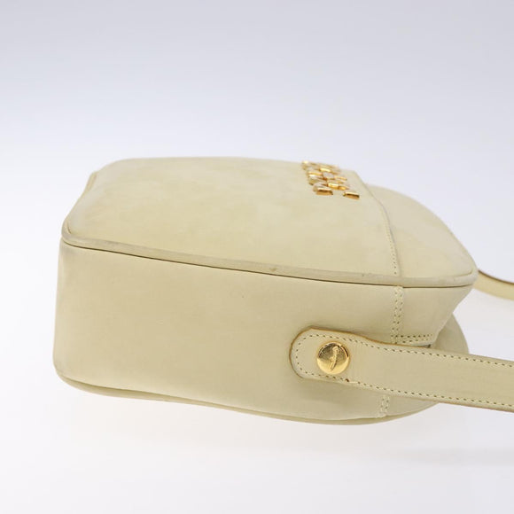 Salvatore Ferragamo Gancini Shoulder Bag Suede Beige Gold Auth bs27824