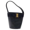 Salvatore Ferragamo Vala Hand Bag Leather Navy Gold Auth bs27825-1