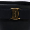 Salvatore Ferragamo Vala Hand Bag Leather Navy Gold Auth bs27825-10