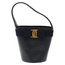 Salvatore Ferragamo Vala Hand Bag Leather Navy Gold Auth bs27825-13