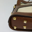 Salvatore Ferragamo Shoulder Bag Canvas Leather Beige Gold Auth bs27826-9