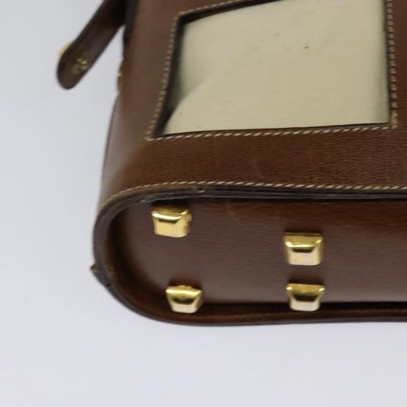 Salvatore Ferragamo Shoulder Bag Canvas Leather Beige Gold Auth bs27826