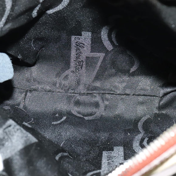 Salvatore Ferragamo Shoulder Bag Canvas Leather Beige Gold Auth bs27826