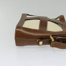 Salvatore Ferragamo Shoulder Bag Canvas Leather Beige Gold Auth bs27826-4