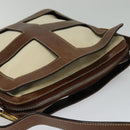 Salvatore Ferragamo Shoulder Bag Canvas Leather Beige Gold Auth bs27826-6