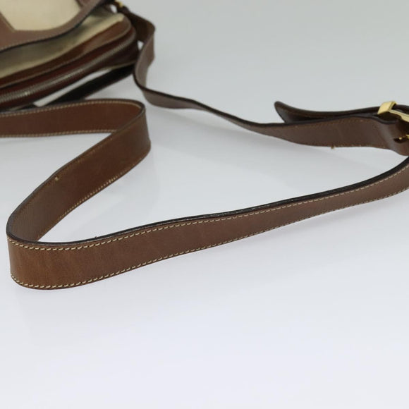 Salvatore Ferragamo Shoulder Bag Canvas Leather Beige Gold Auth bs27826