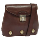 Salvatore Ferragamo Shoulder Bag Leather Bordeaux Gold Auth bs27827-1