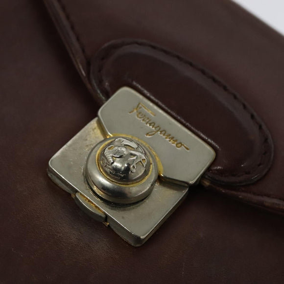 Salvatore Ferragamo Shoulder Bag Leather Bordeaux Gold Auth bs27827