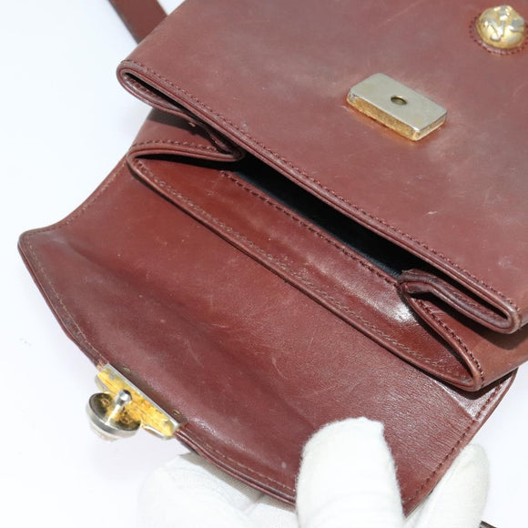 Salvatore Ferragamo Shoulder Bag Leather Bordeaux Gold Auth bs27827