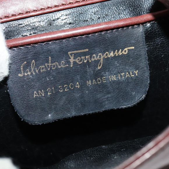 Salvatore Ferragamo Shoulder Bag Leather Bordeaux Gold Auth bs27827