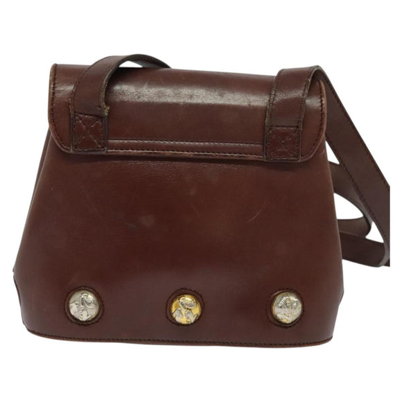 Salvatore Ferragamo Shoulder Bag Leather Bordeaux Gold Auth bs27827