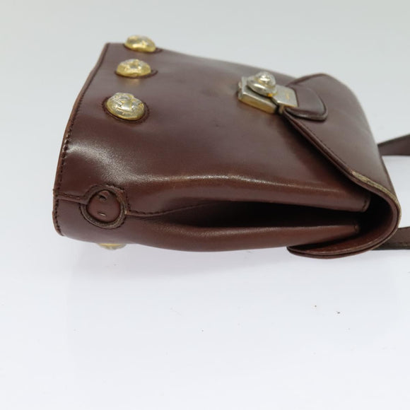 Salvatore Ferragamo Shoulder Bag Leather Bordeaux Gold Auth bs27827